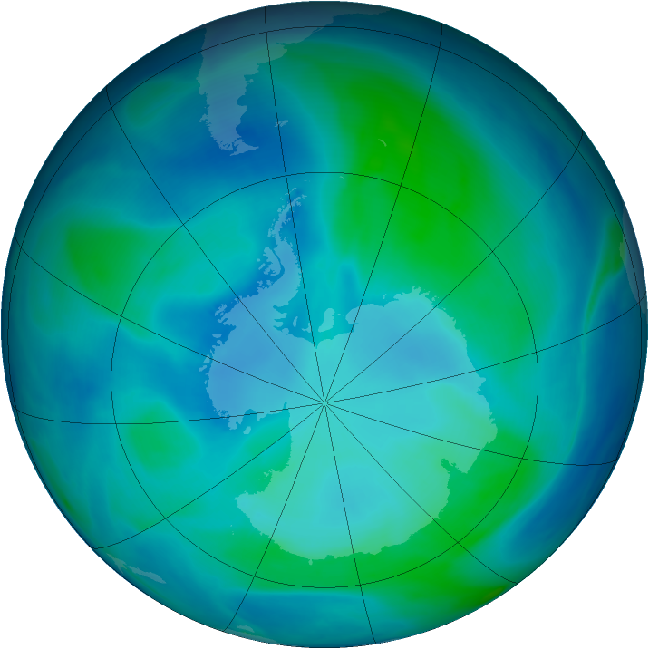 Antarctic ozone map for 10 February 2007
